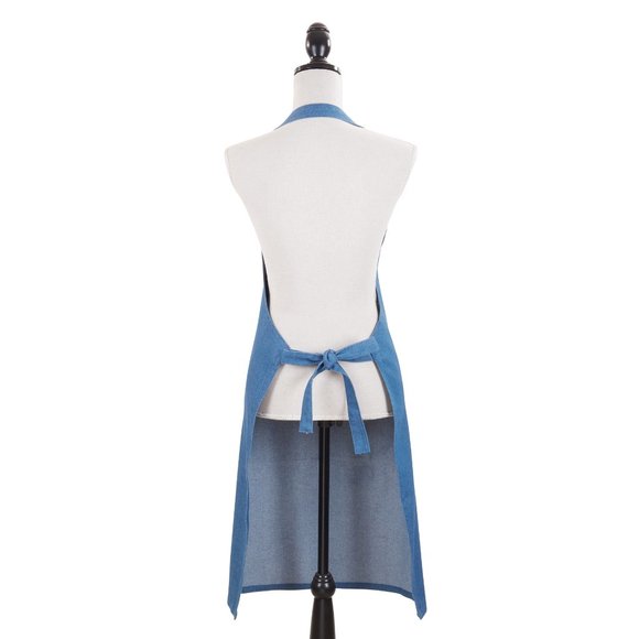 Adjustable Blue Denim Apron w Pockets & Back Tie Durable Functional Kitchen Apro - Picture 6 of 6